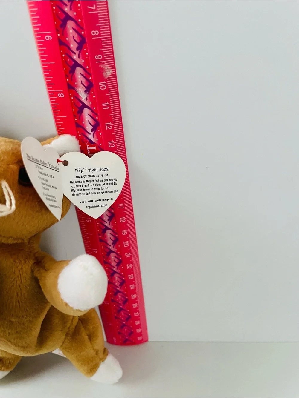 Ty Brown & White Cat Plush with Heart Tag